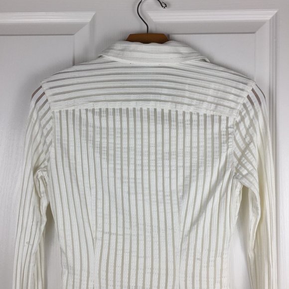 Express Medium Button Down Shimmer Thread Top - Picture 7 of 9